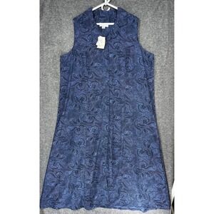 NEW CJ Banks Maxi Dress Plus 24W Sleeveless Button Front Blue Floral Paisley NWT
